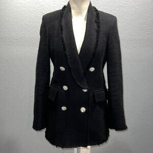 Zara Double Breasted Rhinestone Crystal Button Blazer - Size S